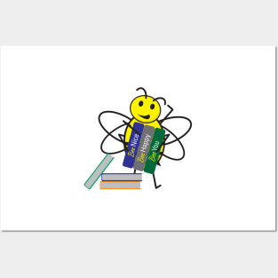 Cute Honey Bee holding books with inspirational quotes Posters and Art